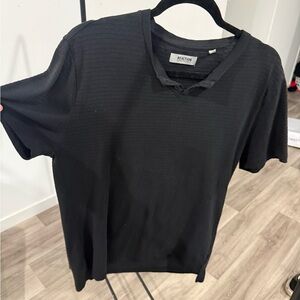 Kenneth Cole Reaction Black Short Sleeve Ribbed Crew Tee